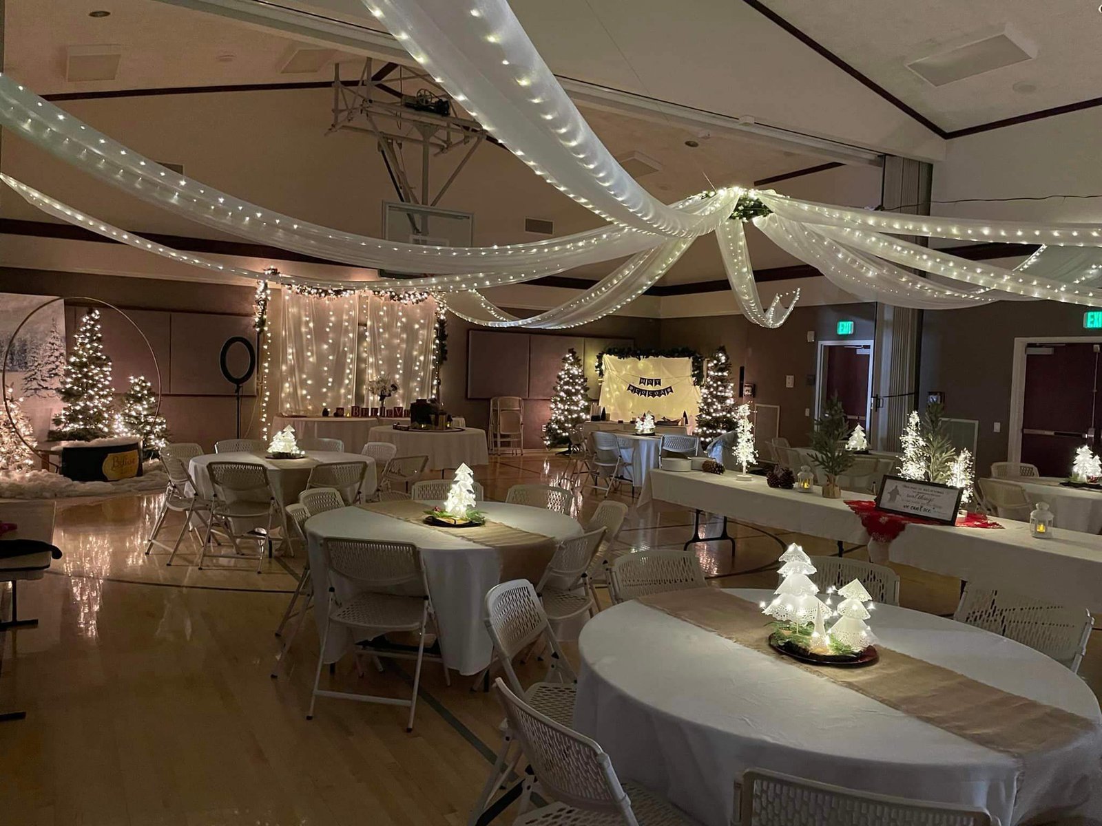 elegant event setting with twinkle lights 