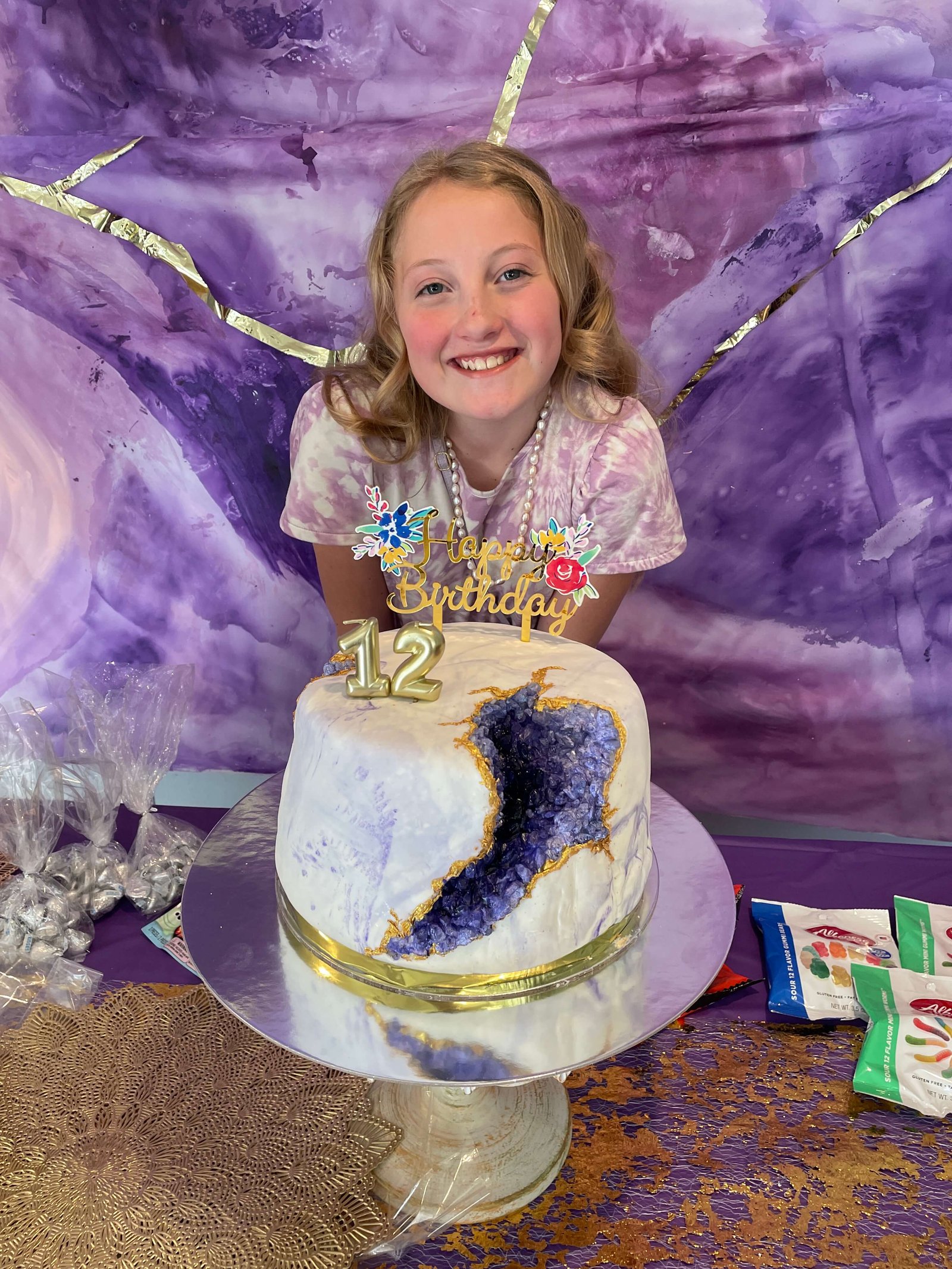 Purple geode birthday cake